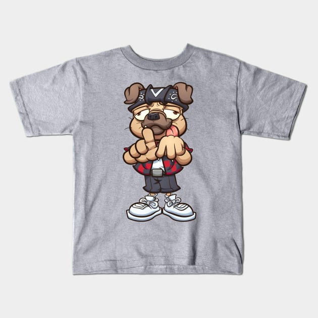 Cholo Pug Kids T-Shirt by memoangeles